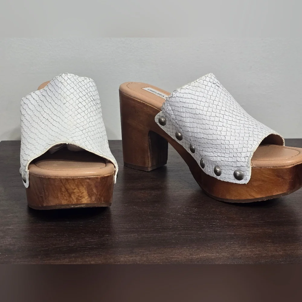 Chelsea & Violet NWT Snake Leather 70s Inspired ClogWomen's Sz 6 - Picture 6 of 14